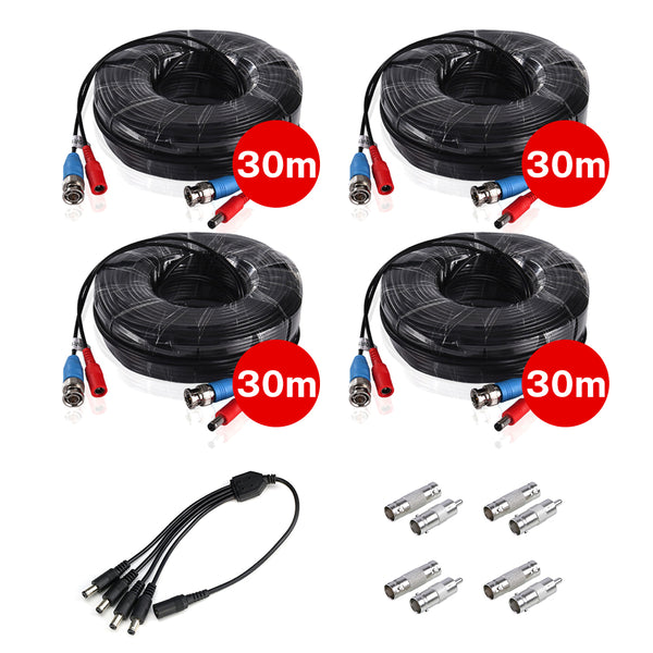 18.3M(60Ft)/30M(100Ft)/50M(164Ft) BNC Cable Set for Camera with DC Power Connector