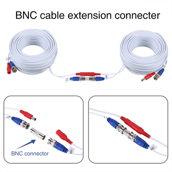 18.3M(60Ft)/30M(100Ft)/50M(164Ft) BNC Cable Set for Camera with DC Power Connector